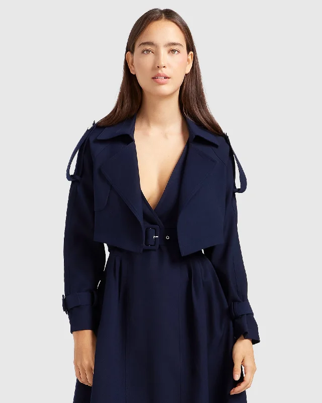 Huge Discounts chic coatManhattan Cropped Trench - Navy