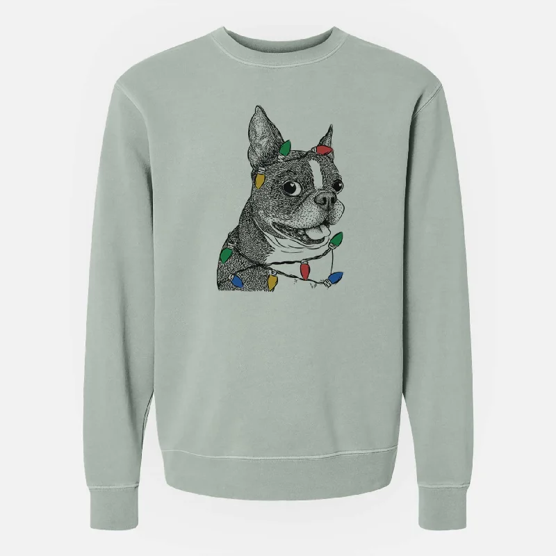 Mega Sale versatile gym hoodieChristmas Lights Ralphie the Boston Terrier - Unisex Pigment Dyed Crew Sweatshirt Mega Sale versatile gym hoodieChristmas Lights Ralphie the Boston Terrier - Unisex Pigment Dyed Crew Sweatshirt