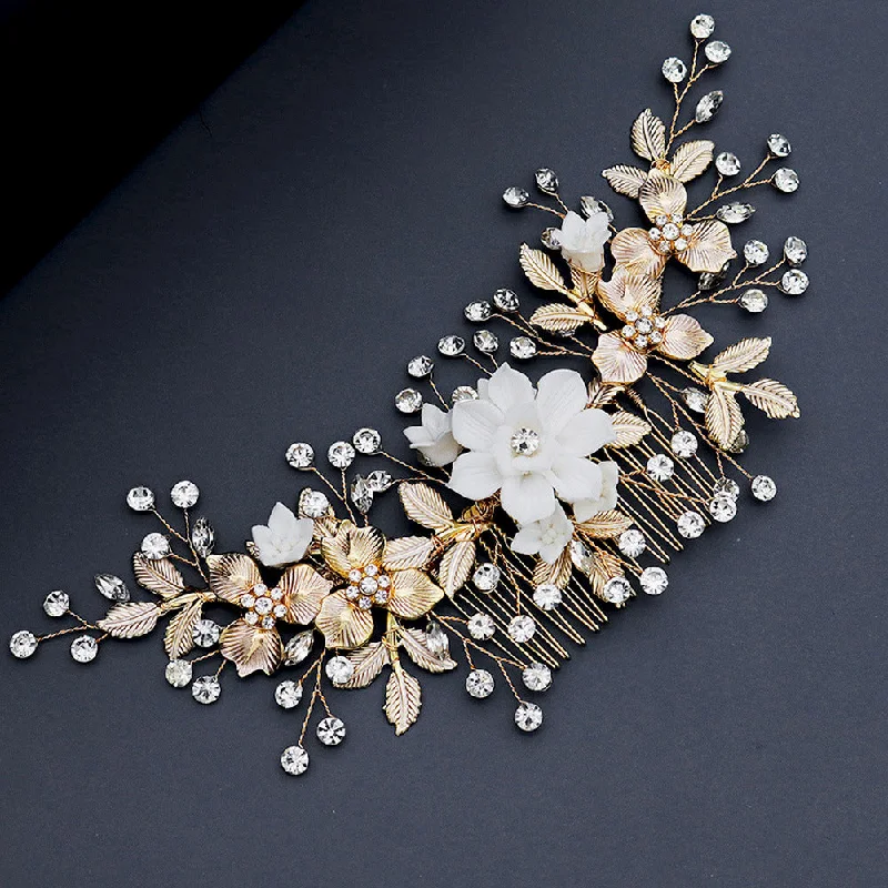 Early Bird Discount backless dressbackless dressTemperament headdress polymer clay flower handmade hair comb beautiful bride hair comb 610966903102