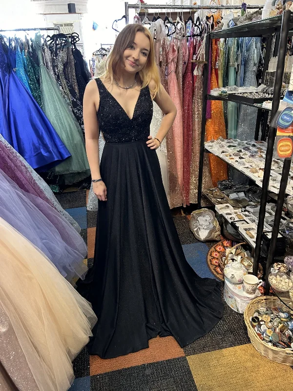 While Supplies Last statement dressstatement dressA Line V Neck Beaded Black Lace Long Prom Dresses, Black Lace Formal Dresses, Black Evening Dresses SP2946 While Supplies Last statement dressstatement dressA Line V Neck Beaded Black Lace Long Prom Dresses, Black Lace Formal Dresses, Black Evening Dresses SP2946