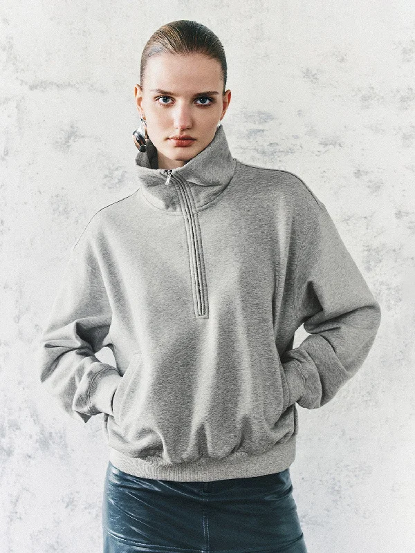 Can't Miss Zip Half Front Loose Sweatshirts