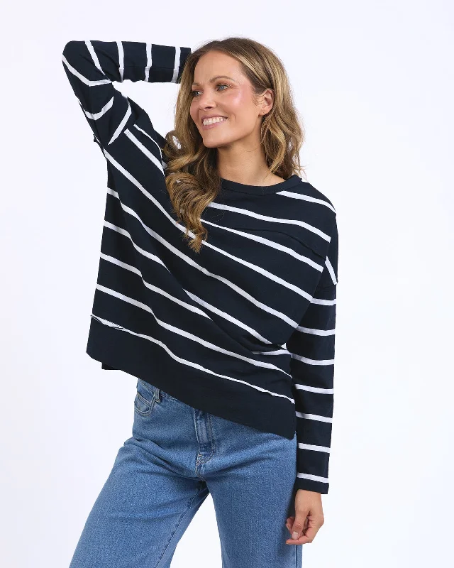 Discount Mania Foxwood Jayne Stripe Throw On Top - Navy/White Stripe