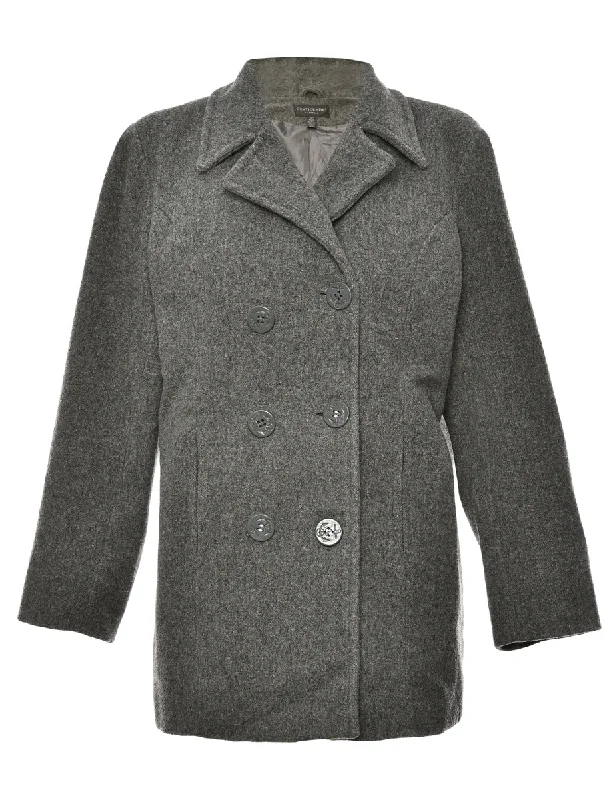 Unmissable Offer padded puffer coatDouble Breasted Grey Peacoat - S