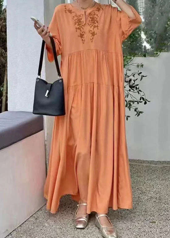 Super Bargain vintage dressvintage dressOrganic Orange Embroideried Patchwork Cotton Dresses Summer Super Bargain vintage dressvintage dressOrganic Orange Embroideried Patchwork Cotton Dresses Summer