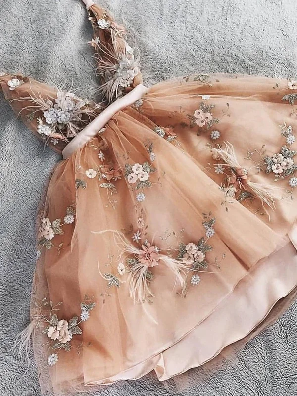 Super Bargain wrap-around dresswrap-around dressV Neck Lace Appliques Champagne Short Prom Dresses Homecoming Dresses, Lace Champagne Formal Graduation Evening Dresses