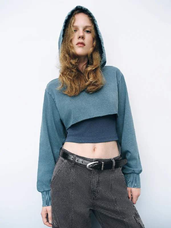 Can't Be Beat Cropped Hooded Skinny Sweatshirt