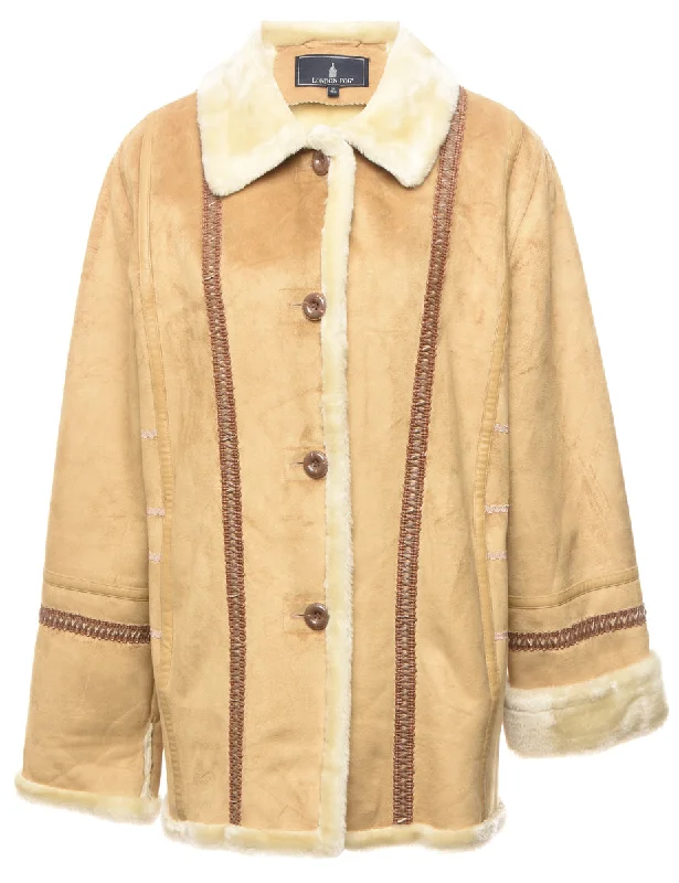Low Prices insulated trench coatLondon Fog Light Brown Shearling Faux Suede Jacket - M Low Prices insulated trench coatLondon Fog Light Brown Shearling Faux Suede Jacket - M