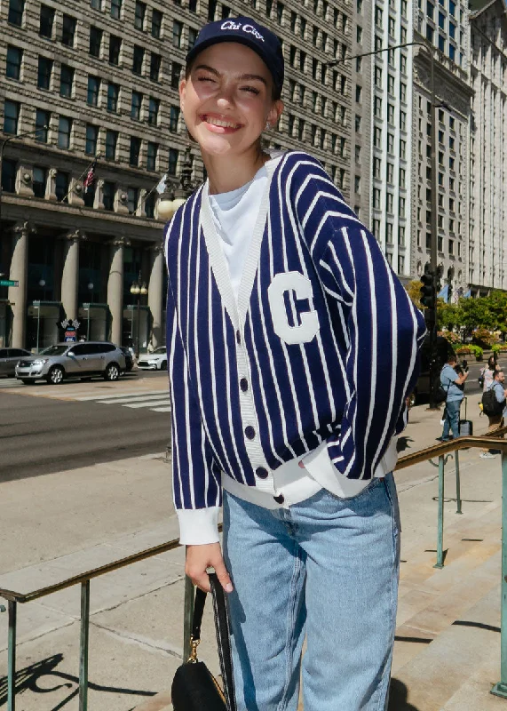 Don't Miss Chicago Striped Cardigan - Navy
