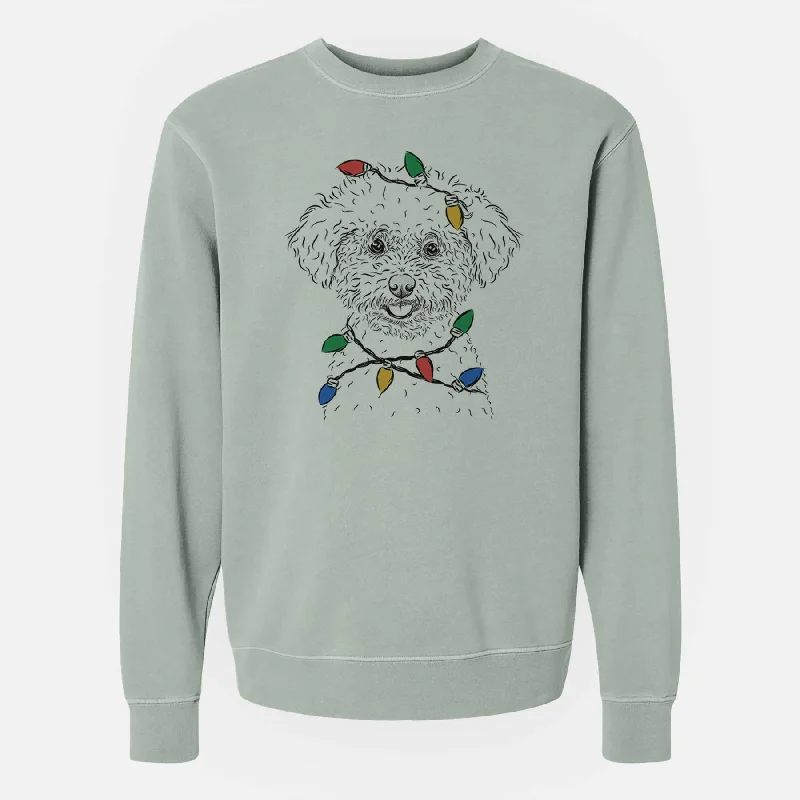 lightweight fitness hoodieChristmas Lights Mickey the Bichon Frise - Unisex Pigment Dyed Crew Sweatshirt