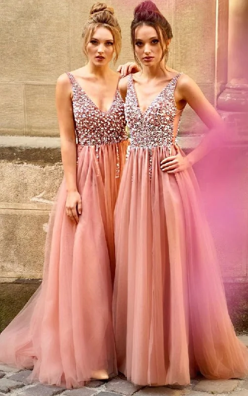 Stock Clearance vintage dressvintage dressLong Beaded Blush Pink Prom Dress