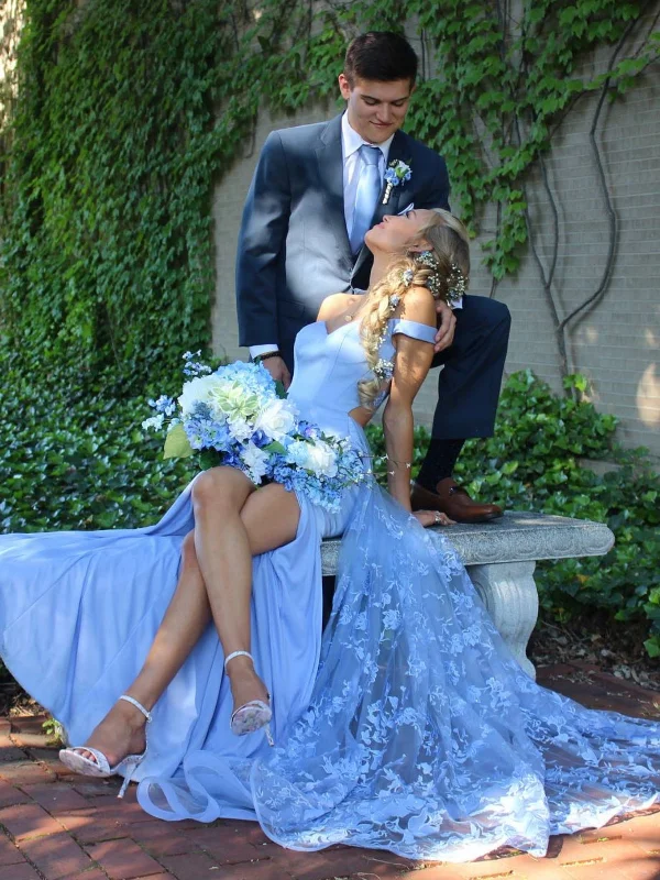 Limited Quantity office dressoffice dressOff Shoulder Light Blue Lace Long Prom Dresses with High Slit, Light Blue Lace Formal Evening Dresses with Train SP3044 Limited Quantity office dressoffice dressOff Shoulder Light Blue Lace Long Prom Dresses with High Slit, Light Blue Lace Formal Evening Dresses with Train SP3044