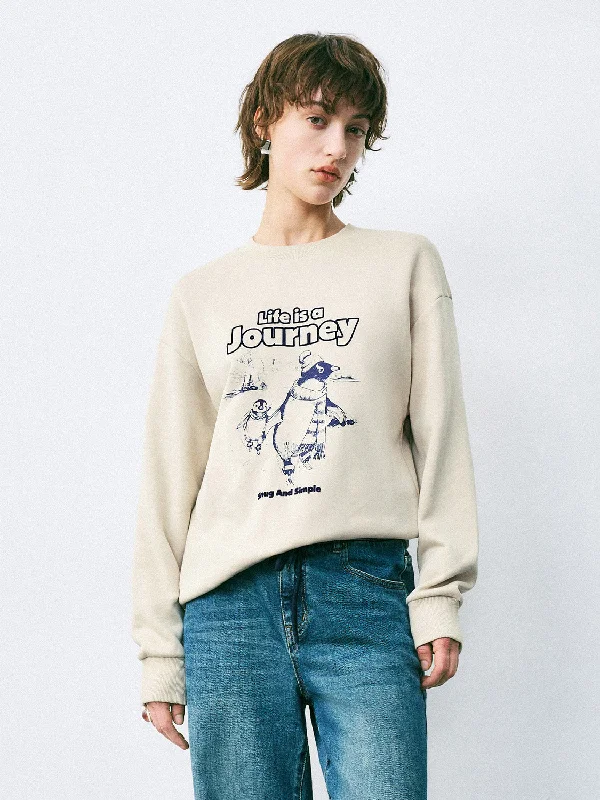 Act Fast Crew Neck Loose Sweatshirts