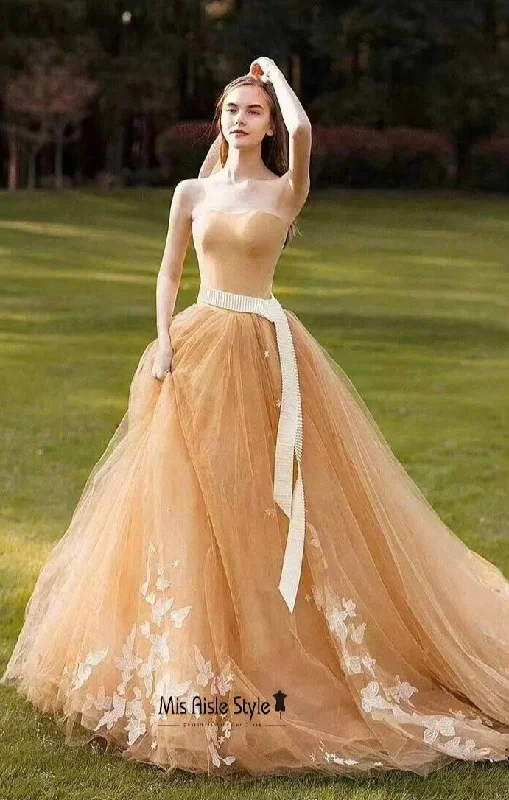 Hot Deal denim dressdenim dressBall Gown Dark Yellow Evening Dress