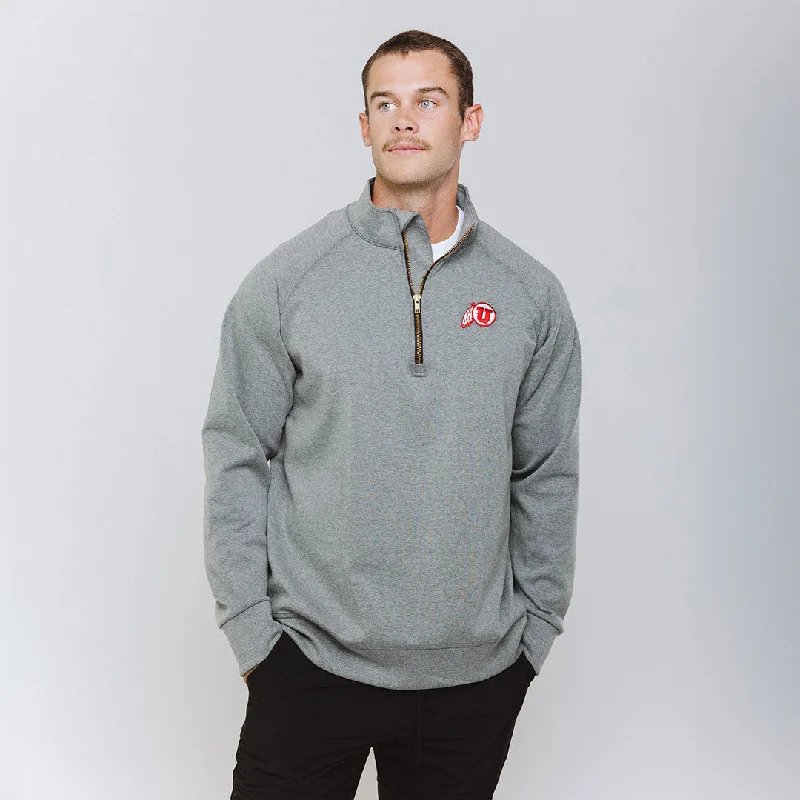Lowest Price Utah Men's Oxford Zip-Up, Heather Grey
