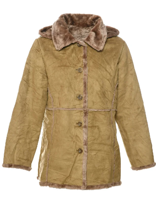 Limited Time Discount trendy jacketBrown Faux Shearling Jacket - L
