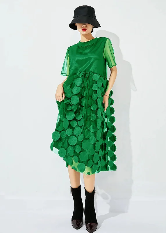 Bargain Prices floral wrap dressfloral wrap dressWomen Light Green O-Neck Patchwork Dot Tulle Holiday Dress Summer