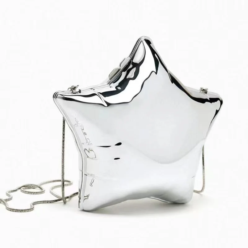 boho-chic dressGold and Silver Star shoulder bag Mini chain bag Crossbody acrylic bag 764305380260