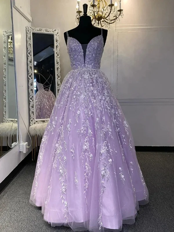 Today’s Special boho dressboho dressV Neck Open Back Purple Lace Prom Dresses Long, Purple Lace Formal Dresses, Long Purple Evening Dresses SP2664