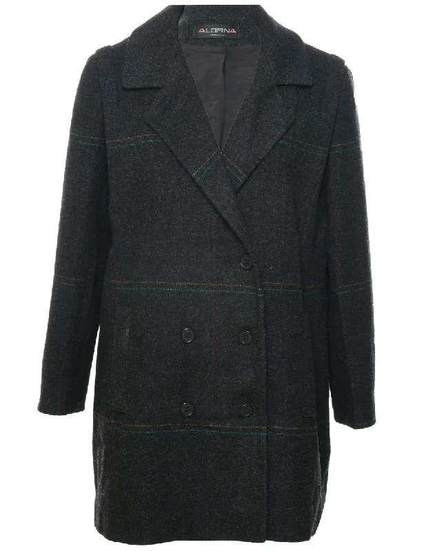 vintage coatChecked Wool Coat - XL