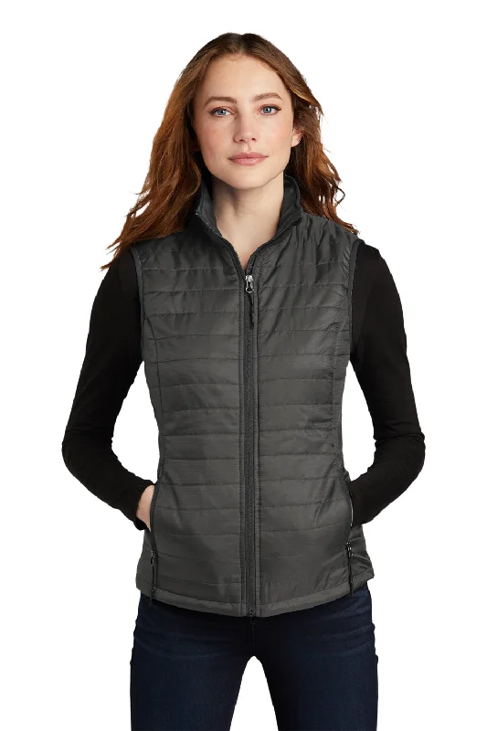 Low Prices winter coatPort Authority Womens Water Resistant Packable Puffy Full Zip Vest - Sterling Grey/Graphite Grey