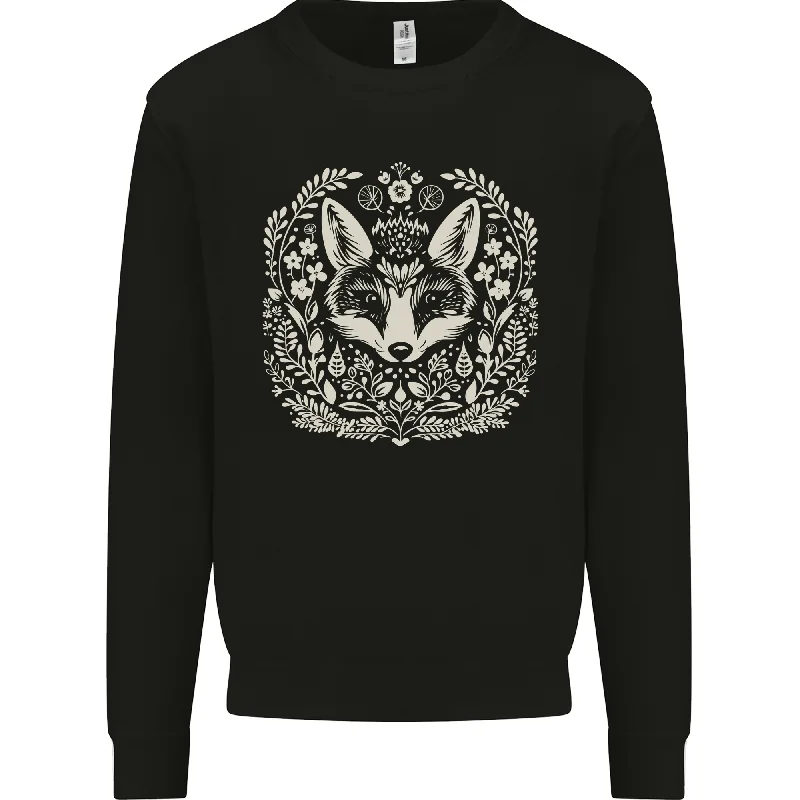 Price Drop Alert fashionable gym hoodieA Linocut Fox Mens Sweatshirt Jumper