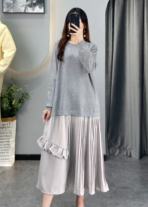 Blowout Deals floral wrap dressfloral wrap dressdiy Grey Ruffled Patchwork Knit Dresses Winter Blowout Deals floral wrap dressfloral wrap dressdiy Grey Ruffled Patchwork Knit Dresses Winter