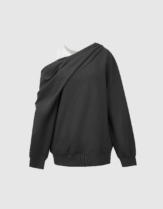 Midnight Madness Drop Shoulder Sleeve Crew Neck Loose Sweatshirt