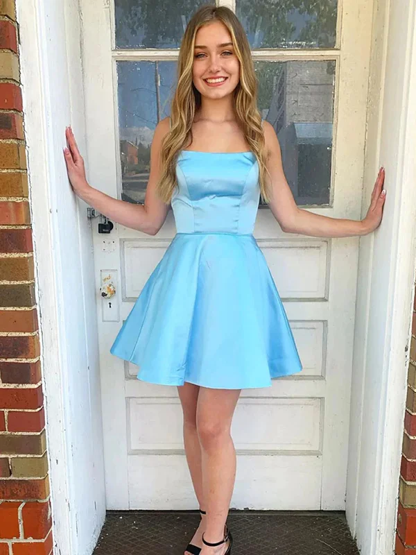 Act Now chic slip dresschic slip dressOpen Back Short Blue Prom Homecoming Dresses, Backless Blue Formal Graduation Evening Dresses SP2435