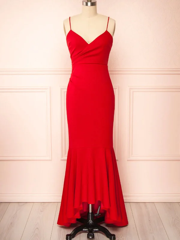 Doorbuster Deal ashionable dressashionable dressV Neck Mermaid Red Long Prom Dresses, Mermaid Red Formal Dresses, Long Red Evening Dresses SP2721