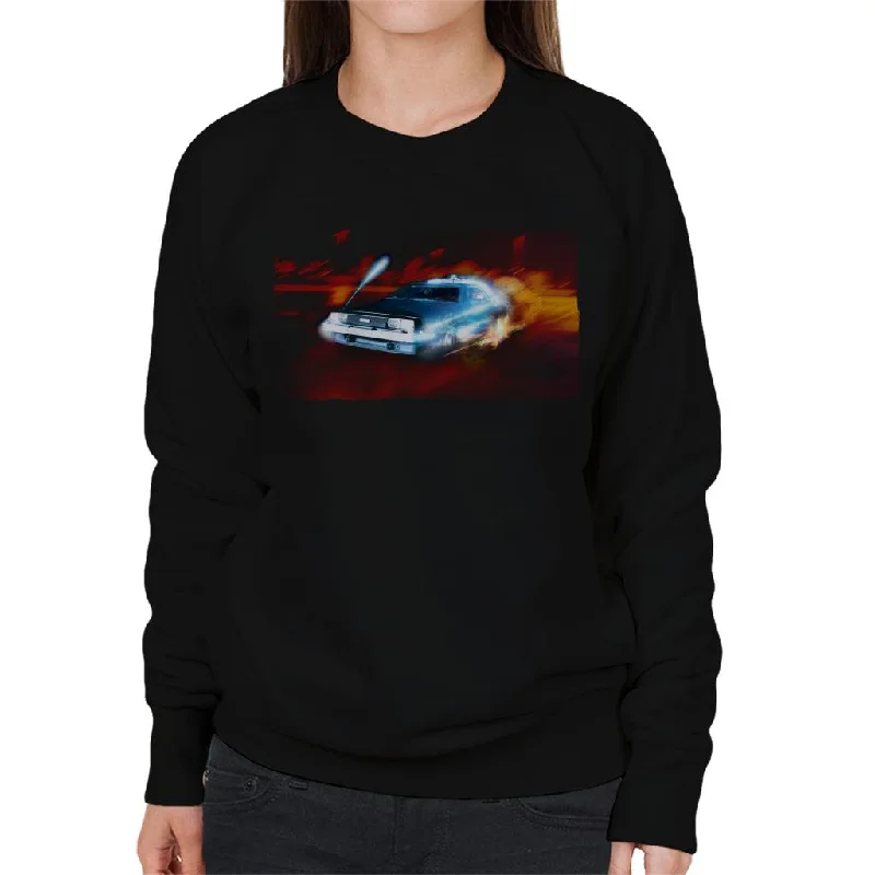 chic fitness hoodieBack to the Future Delorean Electric Charged Take Off Women's Sweatshirt