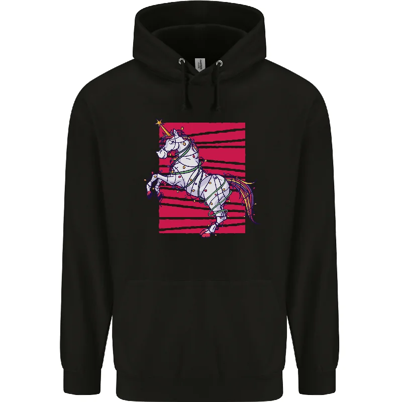 Reduced Prices modern athletic hoodieA Christmas Unicorn in Xmas Fairy Lights Mens 80% Cotton Hoodie