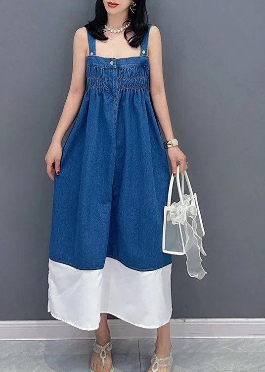 Must-Have Deals wrap dresswrap dressBrief Denim Blue Slash Neck Patchwork Cinched Button Maxi Dress Summer Must-Have Deals wrap dresswrap dressBrief Denim Blue Slash Neck Patchwork Cinched Button Maxi Dress Summer