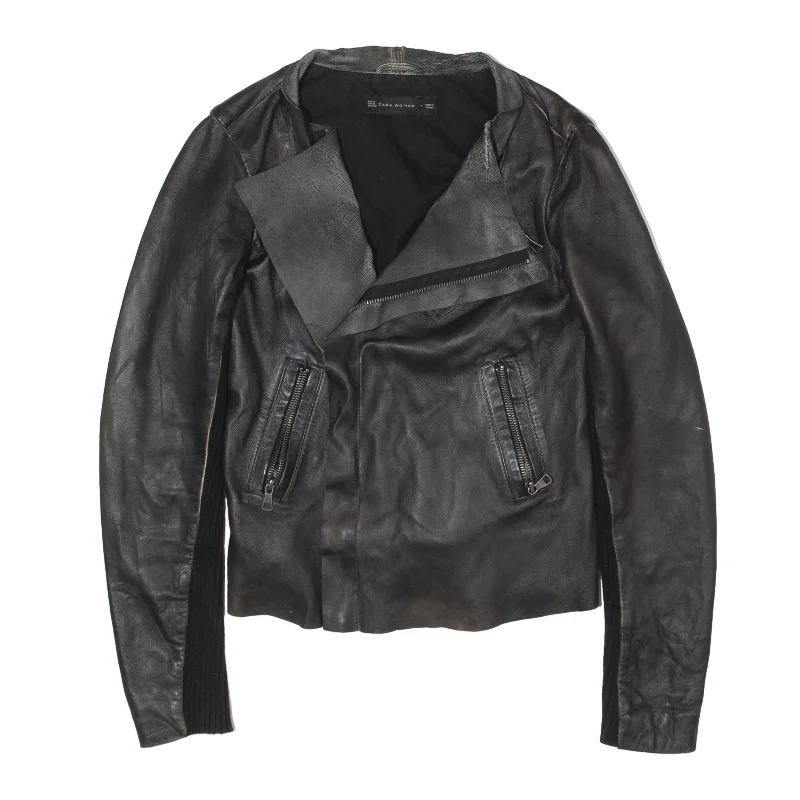 Online Exclusive soft coatZARA Lightweight Leather Look Jacket Black Womens S