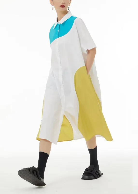 Final Sale sleek dresssleek dressFrench Colorblock Peter Pan Collar Patchwork Cotton Shirt Dresses Summer Final Sale sleek dresssleek dressFrench Colorblock Peter Pan Collar Patchwork Cotton Shirt Dresses Summer