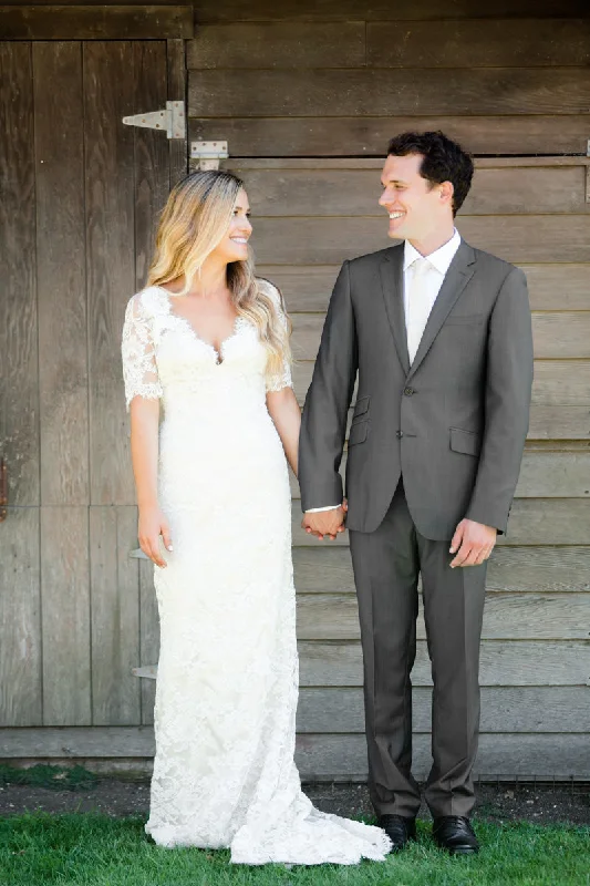 Sneak Peek Sale boho-chic dressboho-chic dressKeyhole Back Half Sleeves Lace Wedding Dress