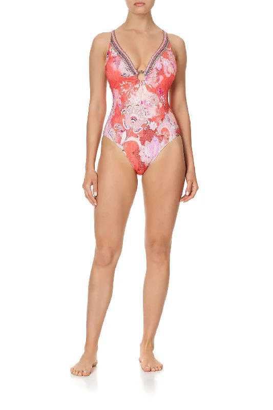 Discount Extravaganza RING DETAIL PLUNGE ONE PIECE PALACE MUSE
