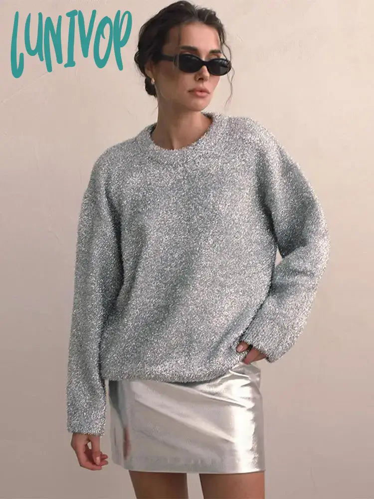 Major Savings Lunivop Women Sweet Fashion Bright Silk Pullover Sweater Casual Chic O Neck Long Sleeved Braide Jumper Autumn Lady Elegant Knitwear