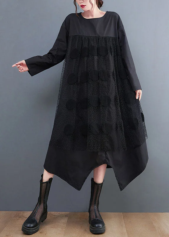 Final Clearance party dressparty dressBlack Patchwork Cotton Maxi Dresses Asymmetrical Spring Final Clearance party dressparty dressBlack Patchwork Cotton Maxi Dresses Asymmetrical Spring