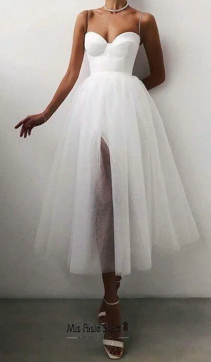 t-shirt dressShort Slit Summer Wedding Dress