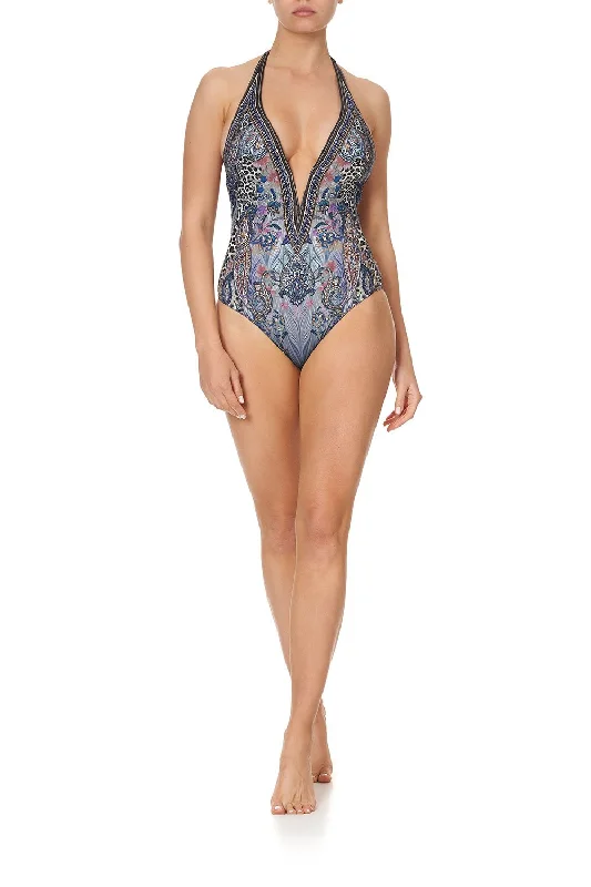 Price Meltdown PLUNGE V HALTER ONE PIECE FESTIVAL EXPRESS