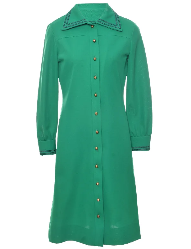 Season Finale Sale fitted coatButton Front Green Dress - M