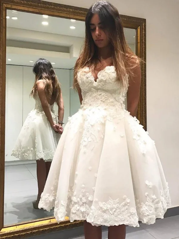 Best Deals cocktail dresscocktail dressPrincess V Neck Backless Ivory Lace Floral Prom Dresses, Ivory Lace Homecoming Dresses, Short Ivory Formal Evening Dresses SP2709