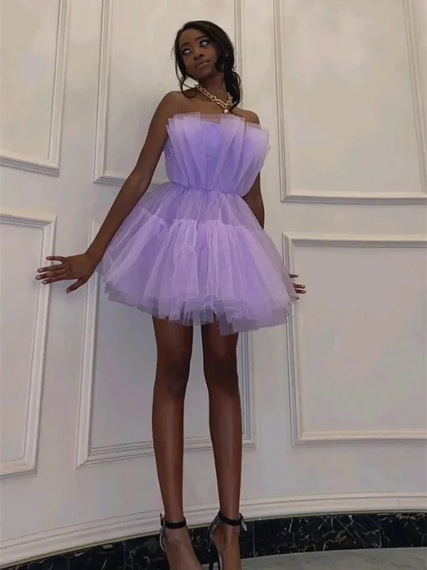 Price Cut evening dressevening dressPrincess Purple Tulle Short Prom Homecoming Dresses, Short Lilac Formal Graduation Evening Dresses SP2447