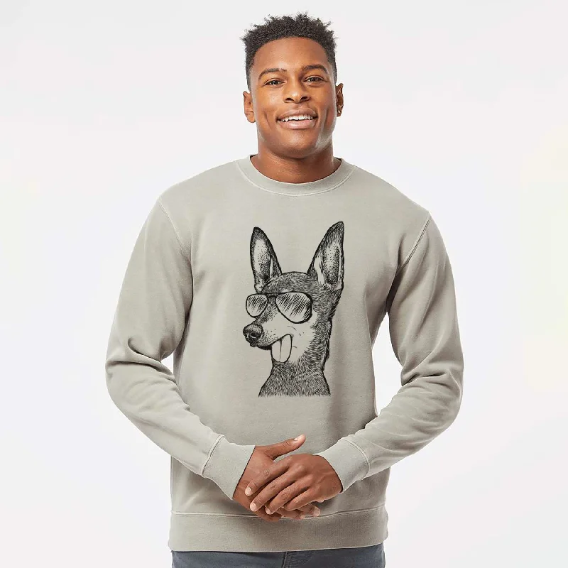Hurry In trendy gym wear hoodieAviator Aaron the Chihuahua - Unisex Pigment Dyed Crew Sweatshirt
