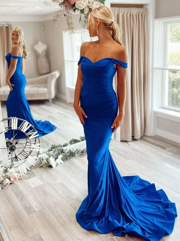 Savings Alert trendy wrap dresstrendy wrap dressOff Shoulder Mermaid Blue Long Prom Dresses, Mermaid Blue Formal Dresses, Blue Evening Dresses SP2338