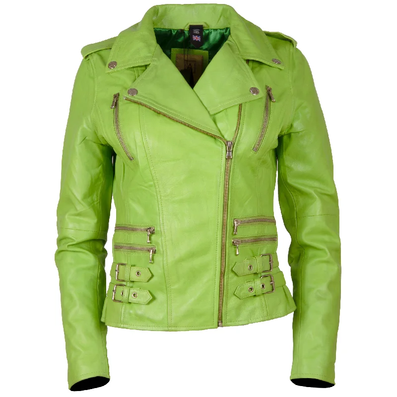 Exclusive Savings casual trench coatAGSM Women's Biker Jacket - Parrot Green
