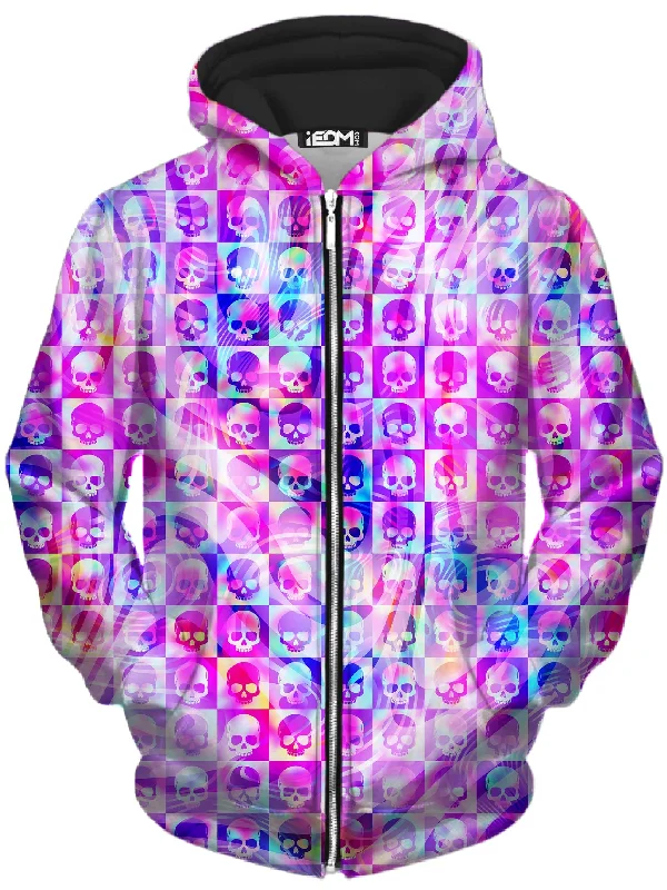 Super Sale casual fit hoodieSkull Fam Pink Unisex Zip-Up Hoodie