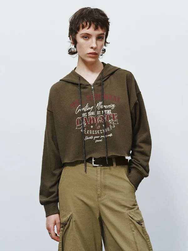 Reduced Prices Printed Hooded Loose Sweatshirt