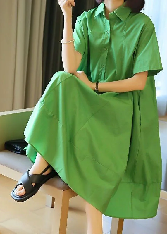Savings Bonanza knit dressknit dressPlus Size Green Oversized Patchwork Exra Large Hem Cotton Shirt Dresses Summer