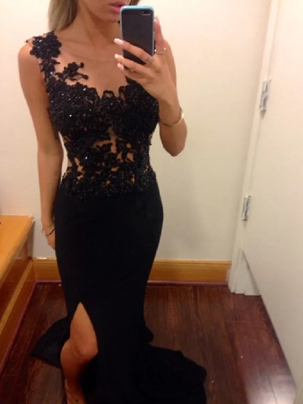 Limited Availability fitted cocktail dressfitted cocktail dressCustom Made Black Mermaid Lace Prom Dresses, Black Lace Evening Dresses